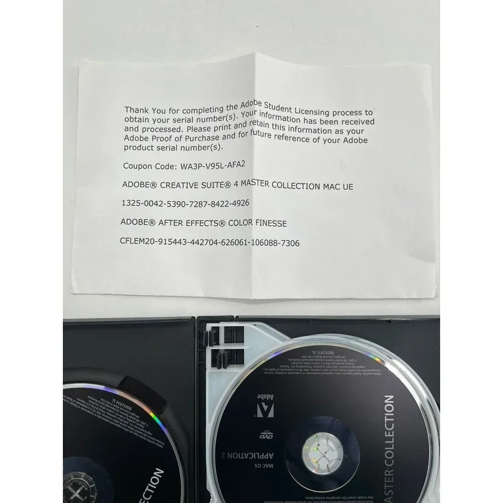 Adobe CreativeSuite 4 Master Collection Student w/‎ Serial Number MAC OS